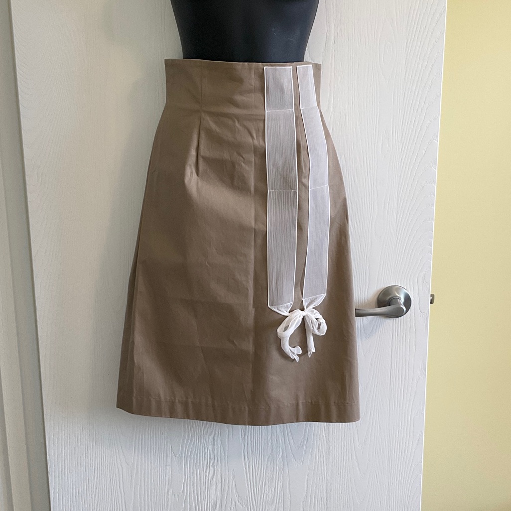 A-Line Skirt With Ribbon Detail - Tan